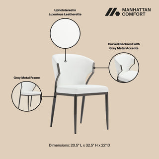 Sunvega Modern Upholstered Leatherette Dining Chair with Metal Frame, Set of 2