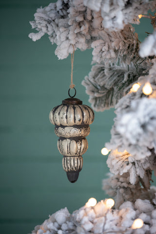 Sunvega Weathered Finish Iron Snowflake Hanging Ball Ornaments for Holiday Decor