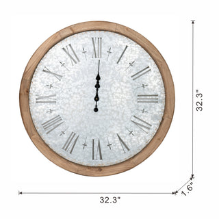 Sunvega Antique White Oversized Oval Wall Clock for Kitchen Living Room