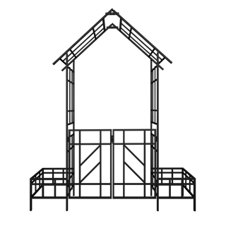 Sunvega Black Metal Garden Arch Gate for Climbing Plants Support Outdoor Decor