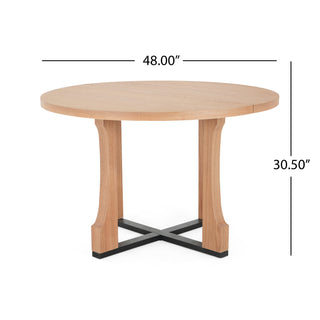 Sunvega 48 Inch Round Dining Table with Vintage Farmhouse Pedestal Base