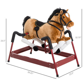 Sunvega ASTM-F963 Certified Spring Rocking Horse with Plush Fabric and Animal Sounds
