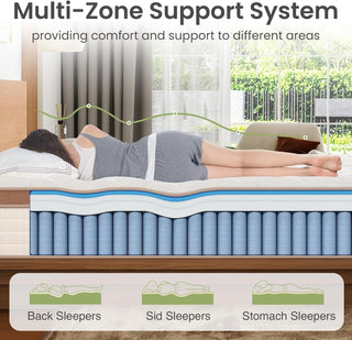 Sunvega 14 Inch King Firm Hybrid Mattress with Gel Memory Foam and Pocket Springs