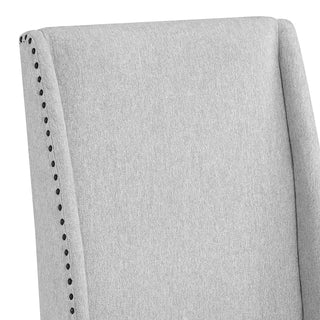Sunvega Modern Light Gray Upholstered Dining Chairs with Black Nailhead Trim Set of 2
