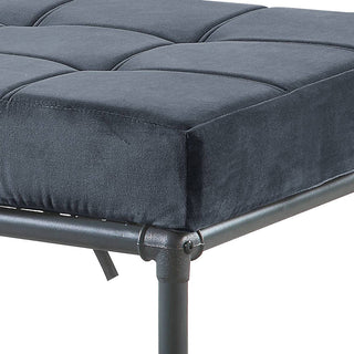 Sunvega Industrial-Inspired Tufted Bench with Grey Velvet Upholstery and Metal Legs