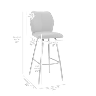 Sunvega 26 Inch Gray Faux Leather Counter Stool with Black Metal Frame