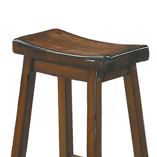 Sunvega Distressed Cherry Wooden Counter Height Stool with Saddle Seat Set of 2
