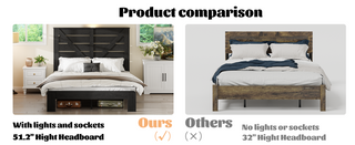 Sunvega Full Size Metal Platform Bed Frame with Headboard and Under Bed Storage