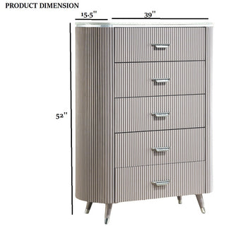 Sunvega Light Gray Contemporary Chest with Cultured Stone Top and Chrome Handles