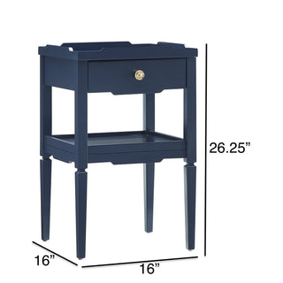Sunvega Foley White 1-Drawer Nightstand with Gold Pull and Geometric Top