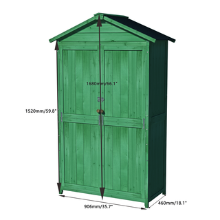 Sunvega Durable Fir Wood Storage Shed with Waterproof Asphalt Roof and Removable Shelves