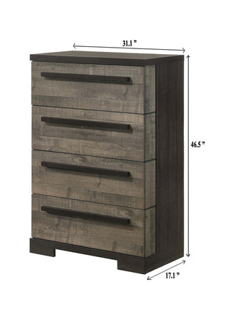 Sunvega Contemporary Brown Gray Finish Four Drawer Wooden Bedroom Chest