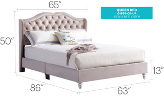 Sunvega Queen Upholstered Bed with Transitional Style and Sturdy Frame