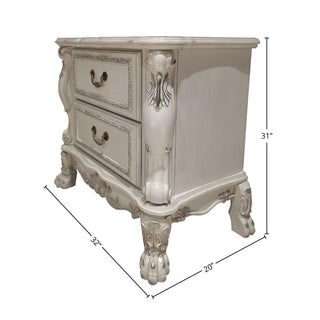 Sunvega Dresden II Bone White Finish Nightstand with Two Spacious Storage Drawers