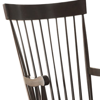 Sunvega Dark Brown Synthetic Leather and Espresso Finish Rocking Chair with Upholstered Cushions