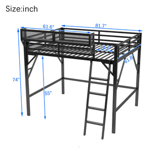 Sunvega Full Metal Loft Bed with Storage Shelf and Ladder for Kids Teens