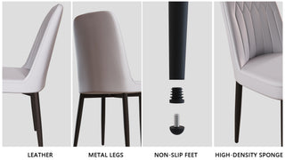 Sunvega Modern PU Leather Dining Chairs with Thick Soft Cushions and Black Metal Legs
