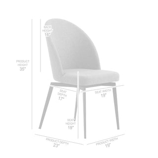 Sunvega Nuvia Gray Fabric and Metal Dining Room Chairs Set of 2 with Ergonomic Design