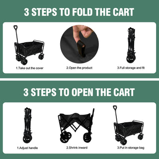 Sunvega 100L Collapsible Folding Beach Wagon Cart with 220Lbs Large Capacity