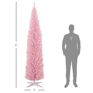 Sunvega Pencil Artificial Xmas Tree with Faux Snow Flocked Full Branch Tips Flame-retardant