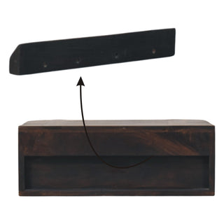 Sunvega Handcrafted Brown Mango Wood Floating Rattan Wall-Mounted Drawer