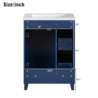 Sunvega 24-Inch Bathroom Vanity Cabinet with Ceramic Sink and Storage