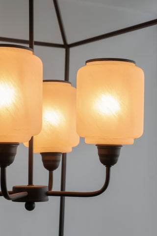 Sunvega Sleek Industrial Style Iron and Glass Chandelier for Kitchen Dining Room