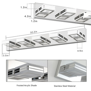 Sunvega Modern 7-Light LED Vanity Fixture with Square Acrylic Lampshades for Bathroom
