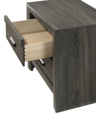 Sunvega Contemporary Gray Rustic Finish Wooden Nightstand with Two Storage Drawers