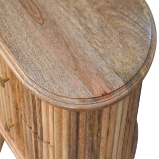 Sunvega Modern Art Handcrafted Solid Mango Wood Soba Bedside Table with 3 Drawers