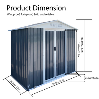 Sunvega Pent Roof Outdoor Storage Shed with Aluminum Alloy Frame and Sliding Door