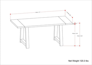 Sunvega Solid Mango Wood Farmhouse Dining Table with Burnt Wax Finish