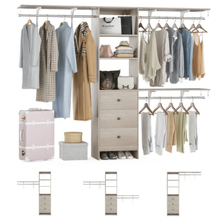 Sunvega High Capacity Wardrobe Rack with 3 Drawers, Shelves & Expandable Hanger Rods