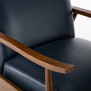 Sunvega Modern Chestnut Brown Wood Arm Push Back Recliner in Caramel
