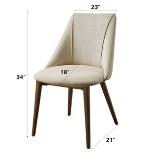 Sunvega Polished Microfiber Beige Side Chair with Walnut Finish and Cushioned Seat