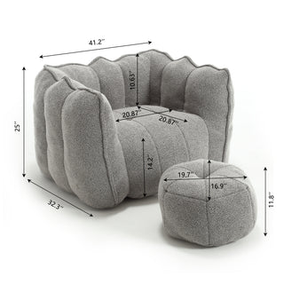 Sunvega Soft Chenille Bean Bag Chair with High Resilient Foam for Living Room