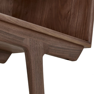 Sunvega Contemporary Walnut Wood Media Cabinet with Sliding Doors and Angled Legs