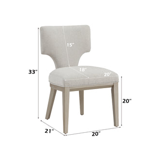 Sunvega Linen and Champagne Finish Side Chair with Padded Seat and Solid Wood Legs
