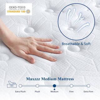Sunvega 12 Inch Queen Hybrid Mattress with Cooling Memory Foam and Pocket Coils for Motion Isolation