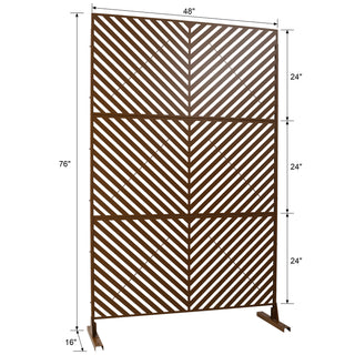 Sunvega 76H x 48W Freestanding Metal Privacy Screen Panel for Deck Balcony Patio