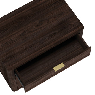 Sunvega Modern Charcoal Gray Nightstand with 3 Full Extension Drawers