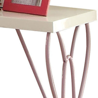 Sunvega White and Light Purple Nightstand with Metal Butterfly Accent for Bedroom