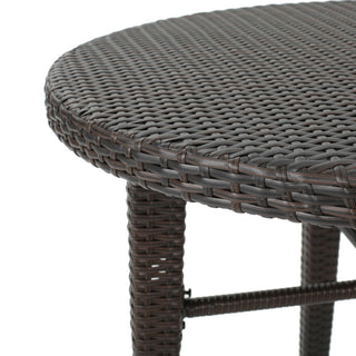 Sunvega Round Bar Table for Patio Made of All Weather Wicker and Iron Frame