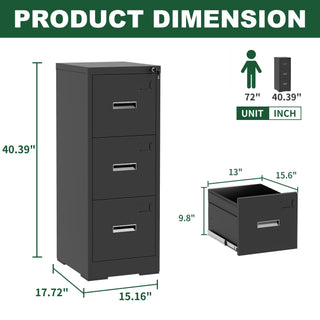 Sunvega 5 Drawer Metal Vertical File Cabinet with Lock on Wheels for Home Office