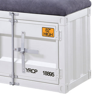 Sunvega Modern Industrial Grey Upholstered Storage Bench with Cabinet and Shelf