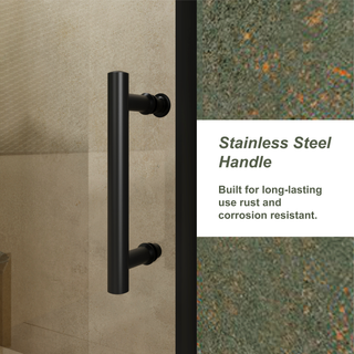 Sunvega 60x62 Inch Adjustable Sliding Shower Door with Tempered Glass and Black Frame