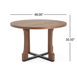 Sunvega 48 Inch Round Dining Table with Vintage Farmhouse Pedestal Base