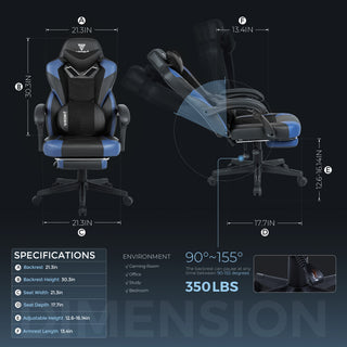 Sunvega Ergonomic Gaming Chair with Footrest and Lumbar Support for Adults Heavy People