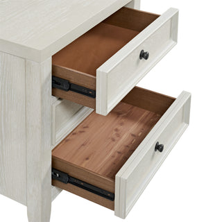 Sunvega White Nightstand with USB Port and Classic Metal Knobs