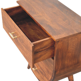 Sunvega Modern Art Handcrafted Solid Mango Wood Bedside Table with Drawers